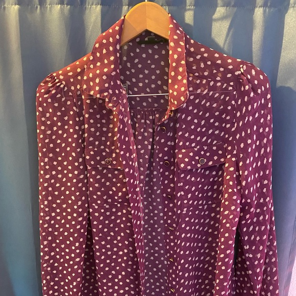 1990’s Vintage purple polka dot button up blouse - Picture 1 of 4